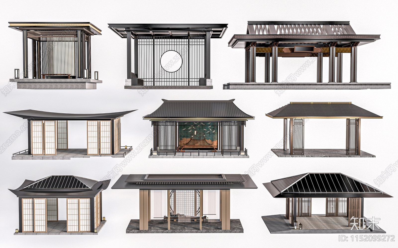 中式亭子3D模型下载【ID:1152099272】