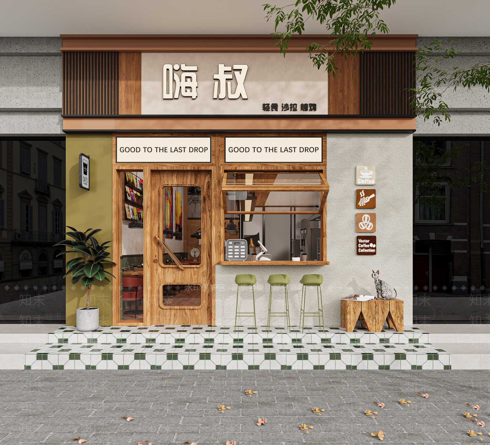 现代轻食餐厅门头3D模型下载【ID:1152102403】