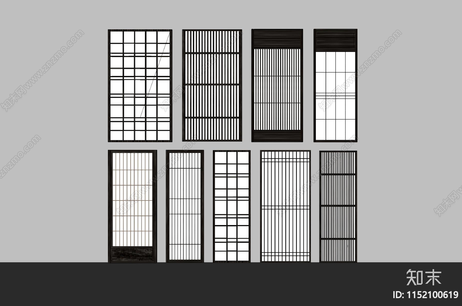 日式推拉门组合SU模型下载【ID:1152100619】