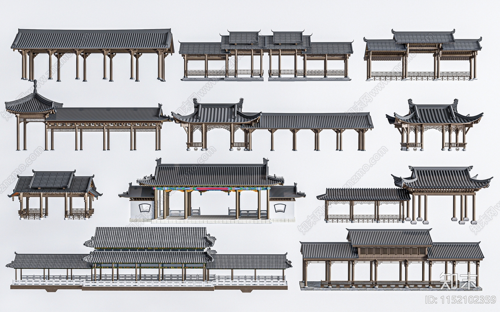 中式景观亭3D模型下载【ID:1152102359】