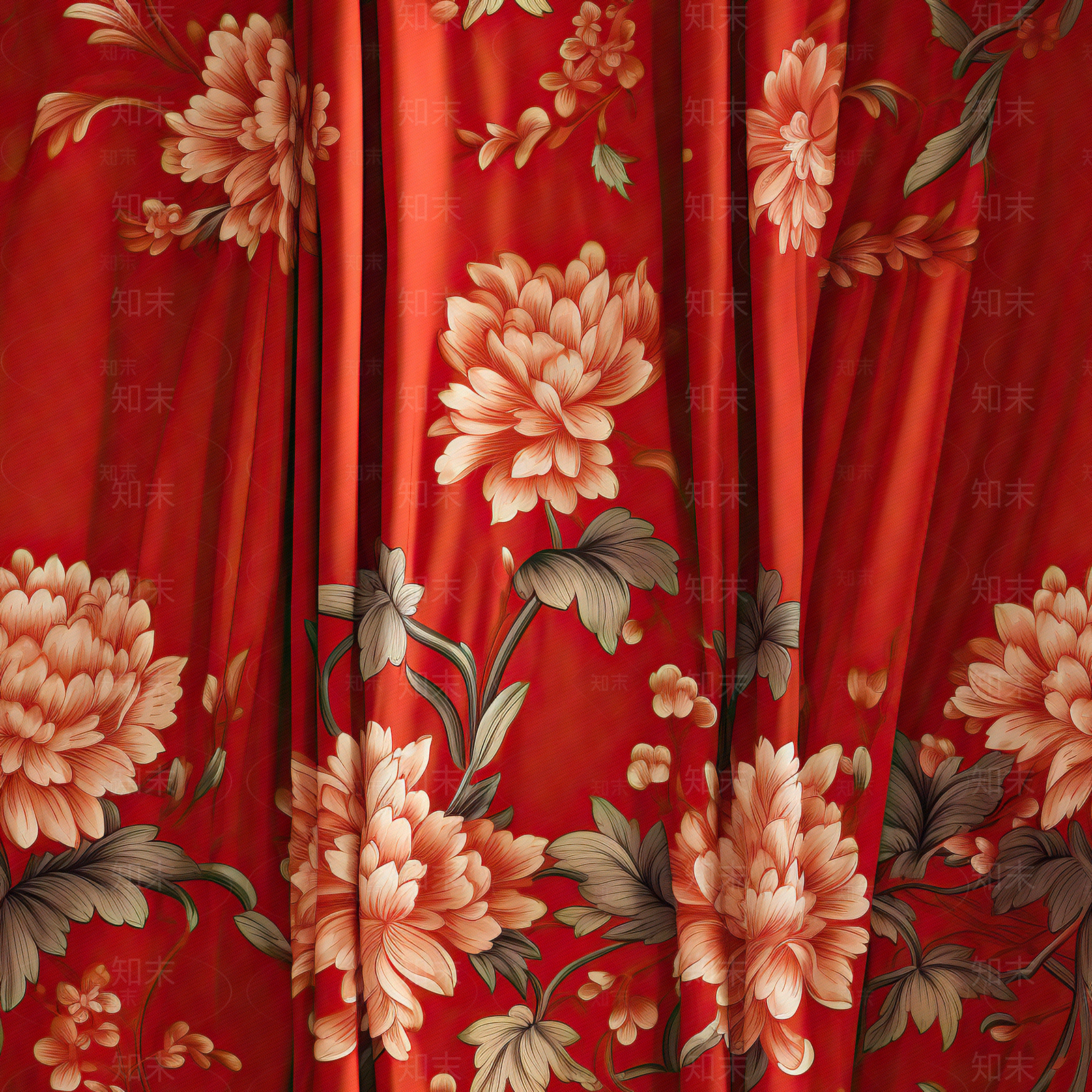 无缝传统春节除夕主题皱褶丝绸贴图下载【ID:1152102948】