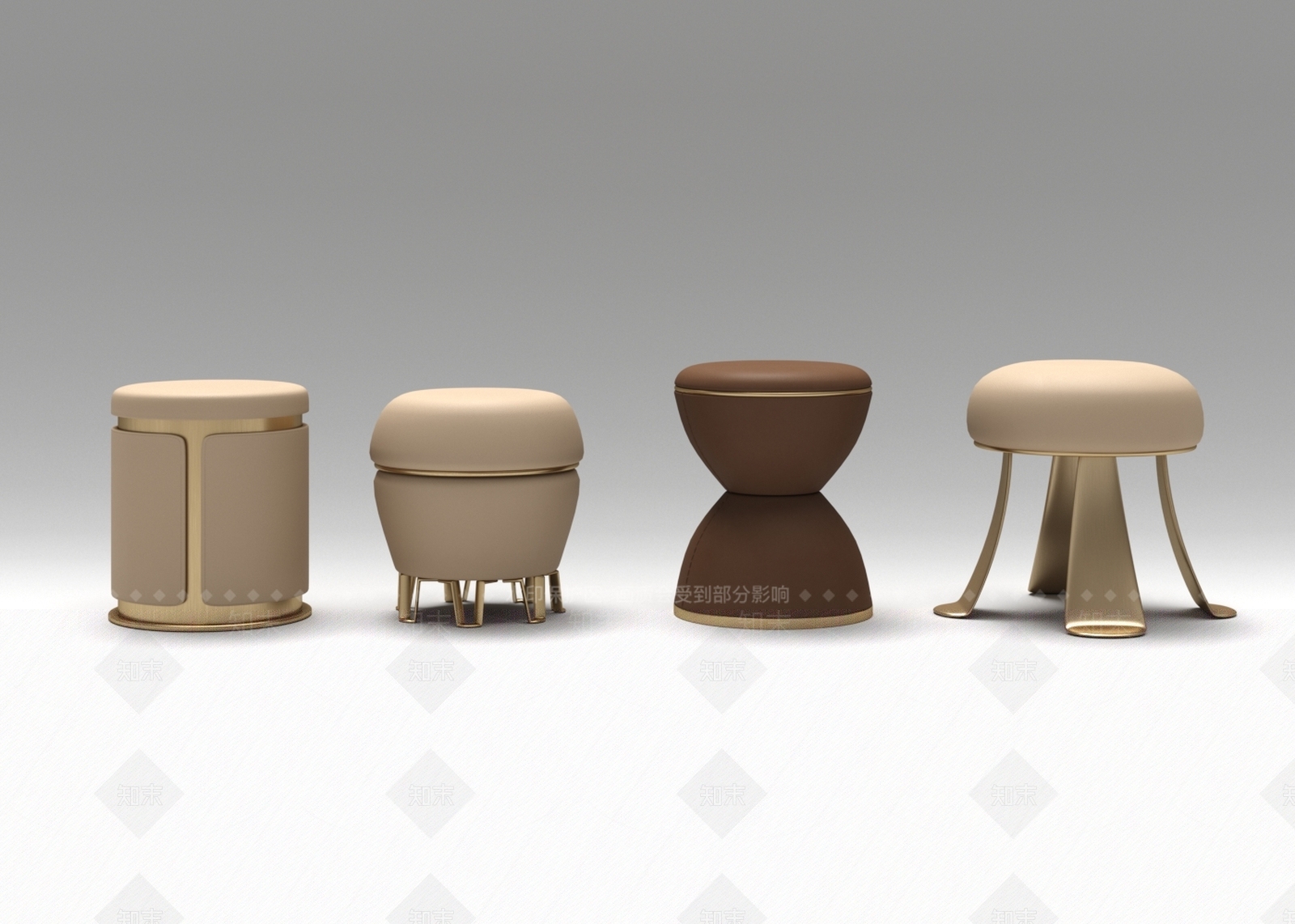 现代沙发凳矮凳3D模型下载【ID:1152103442】