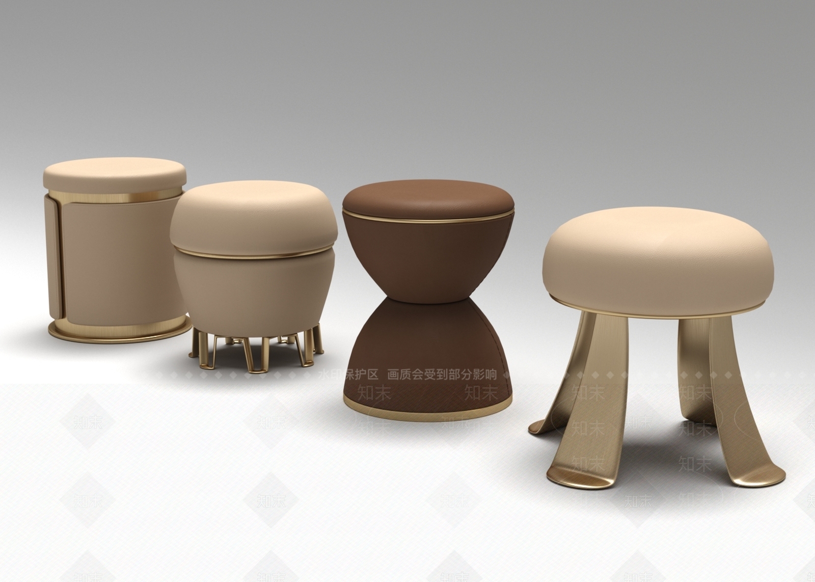 现代沙发凳矮凳3D模型下载【ID:1152103442】