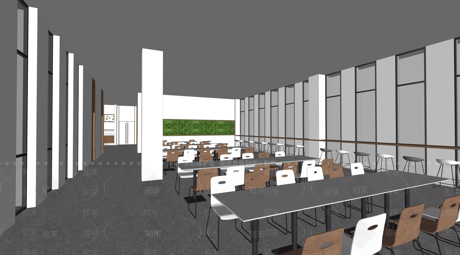 现代学校食堂SU模型下载【ID:1152104153】