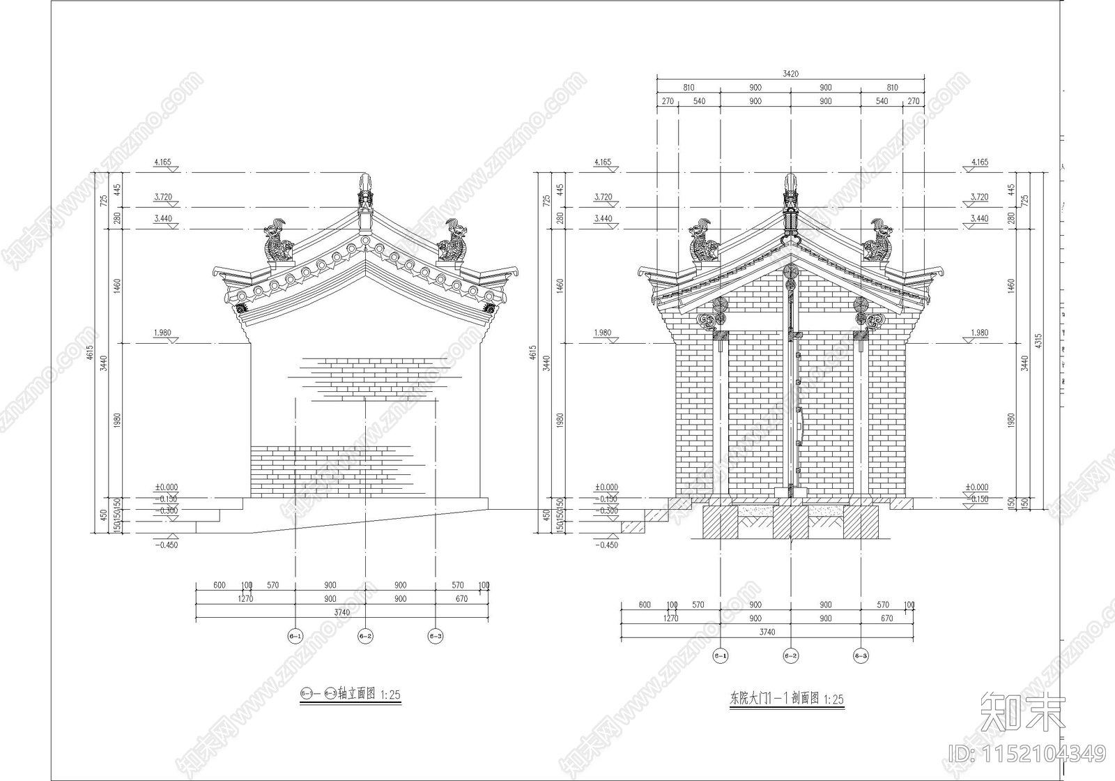 北方古城历史民居院落修缮cad施工图下载【ID:1152104349】