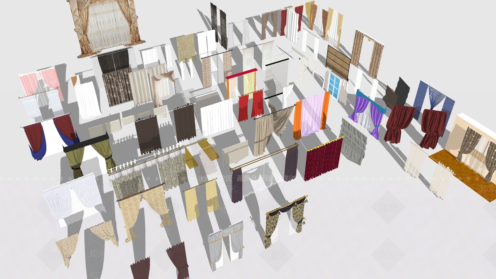 欧式窗帘SU模型下载【ID:1152109494】