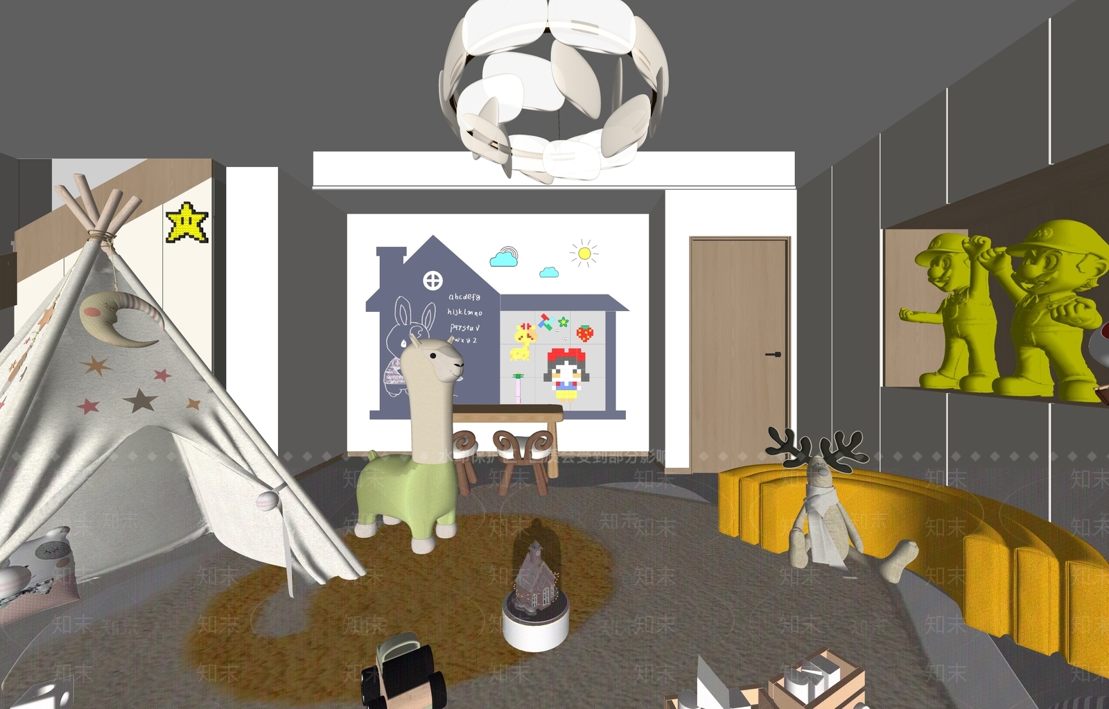 现代儿童玩具房SU模型下载【ID:1152109400】