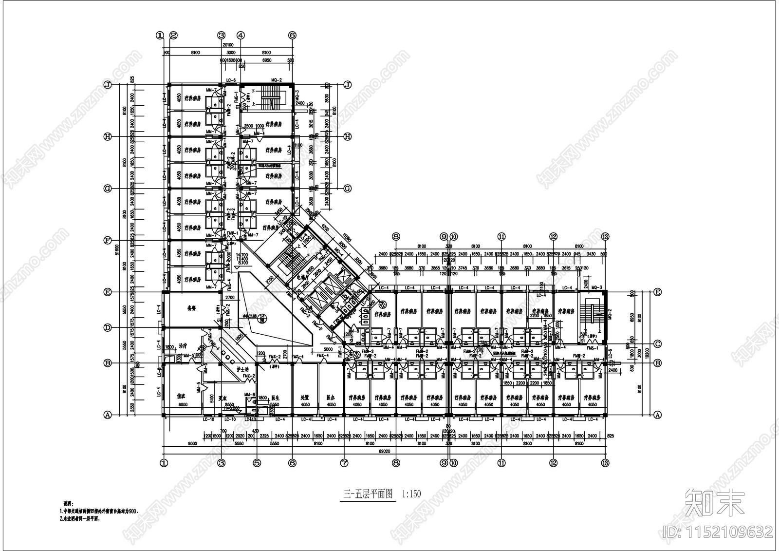 某疗养院全套建筑施工图下载【ID:1152109632】