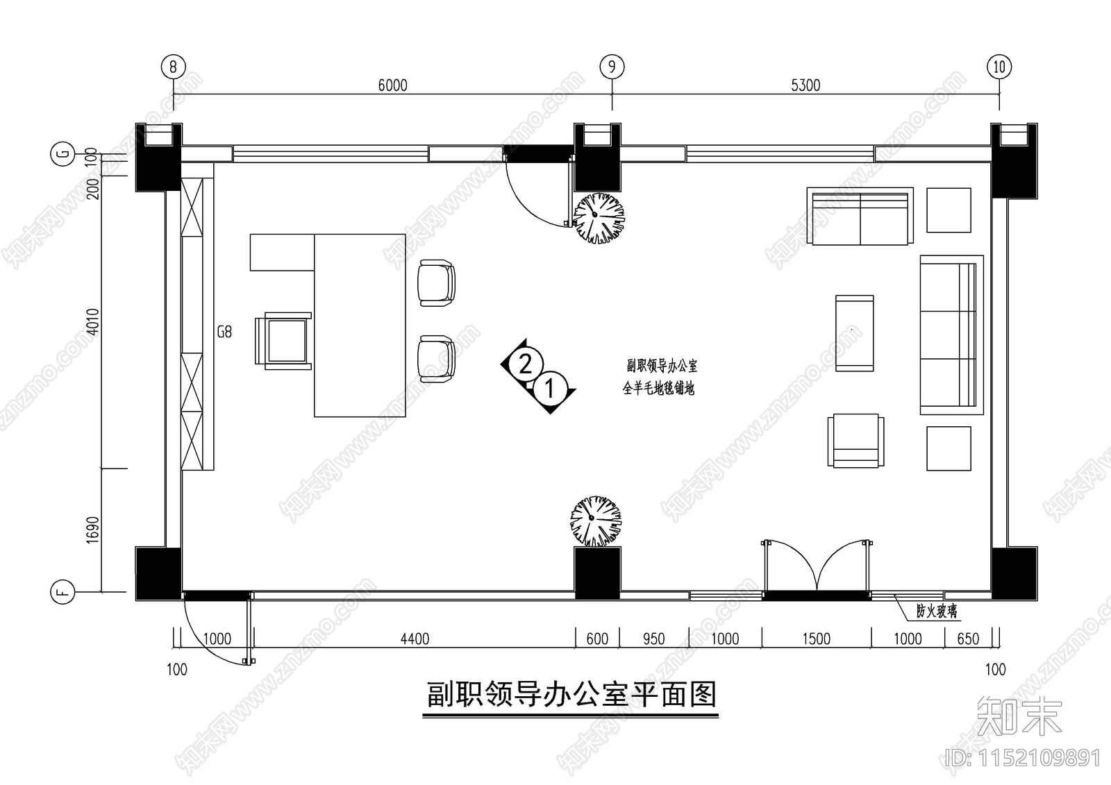 某招商服务中心大楼办公装修图cad施工图下载【ID:1152109891】