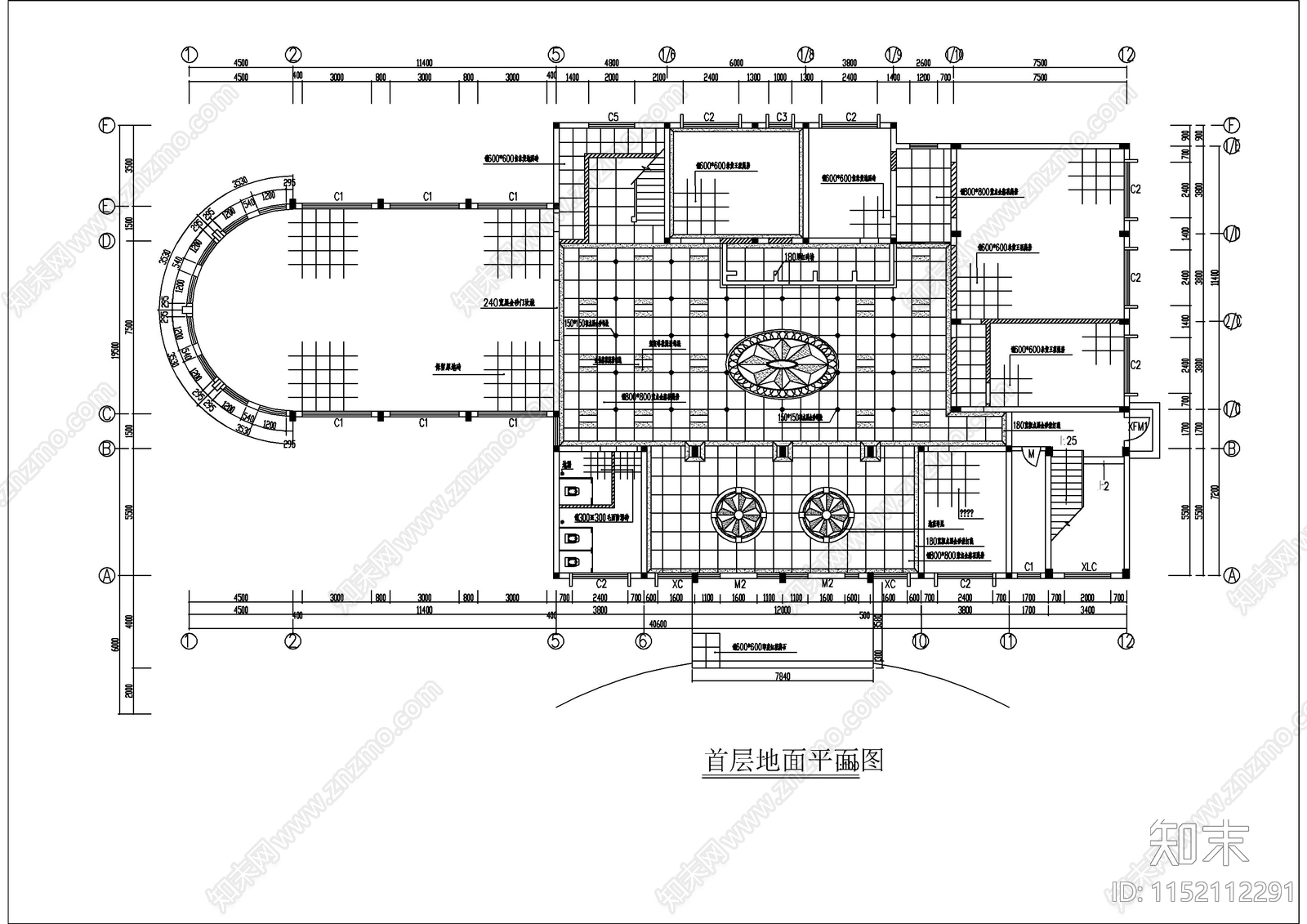 五层酒店迎宾馆装修cad施工图下载【ID:1152112291】