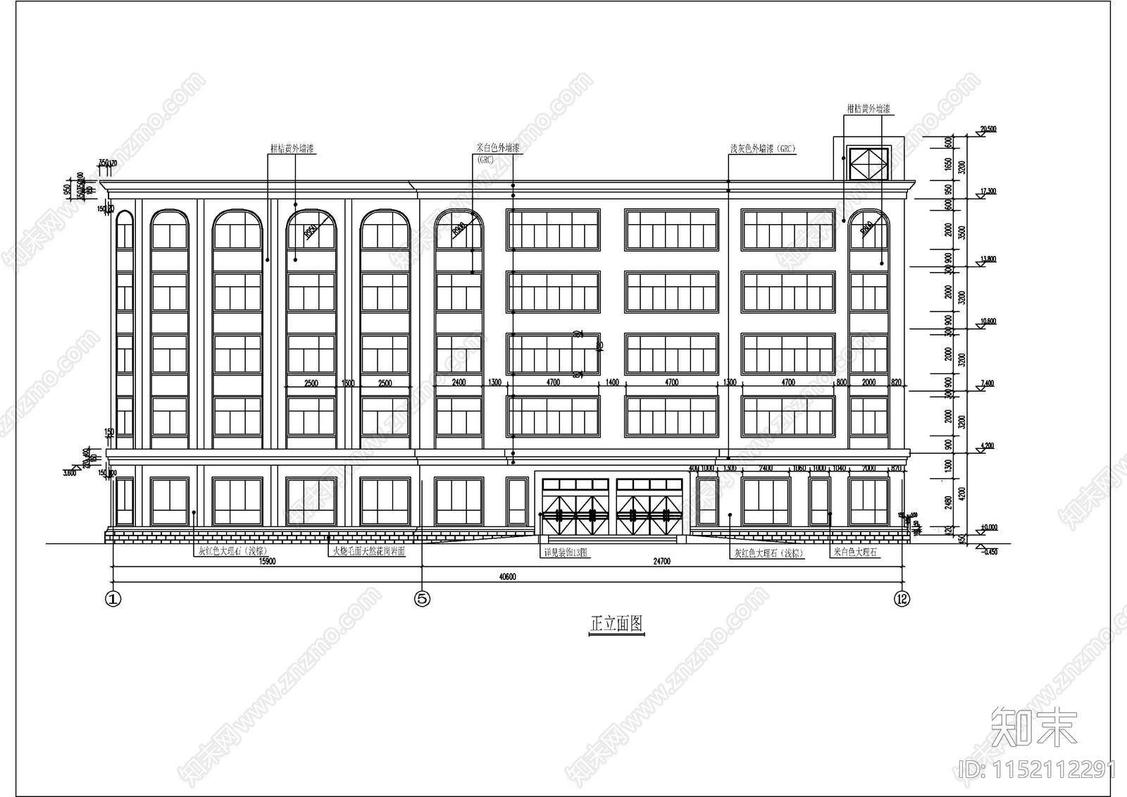 五层酒店迎宾馆装修cad施工图下载【ID:1152112291】