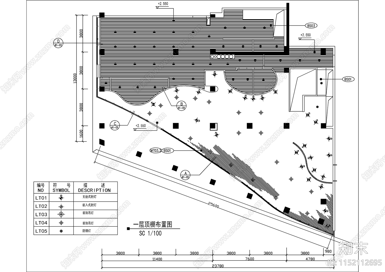 某两层酒店餐厅平面图cad施工图下载【ID:1152112695】