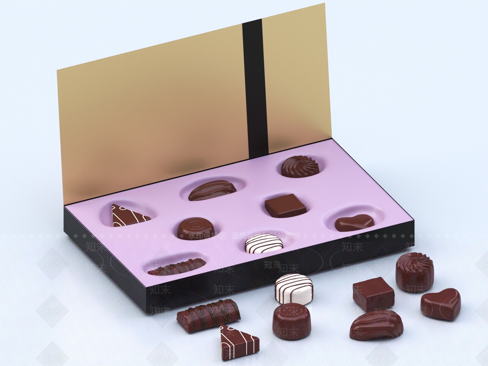 巧克力礼盒3D模型下载【ID:1152112822】