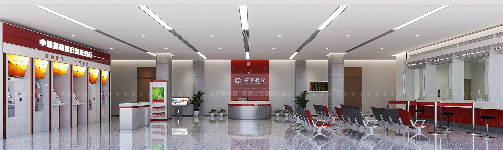 现代银行办事大厅3D模型下载【ID:1152113956】