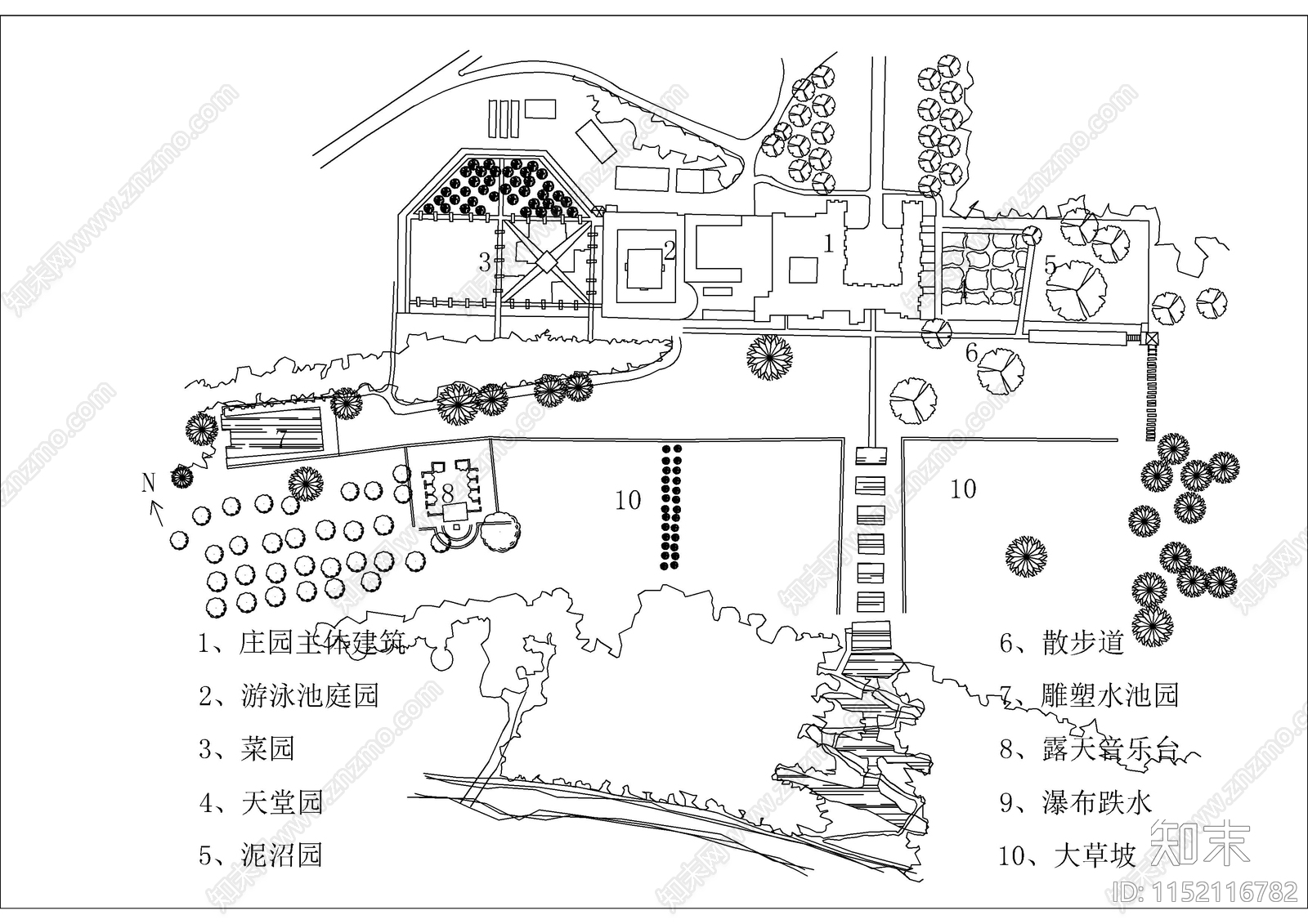 24套公园设计cad施工图下载【ID:1152116782】
