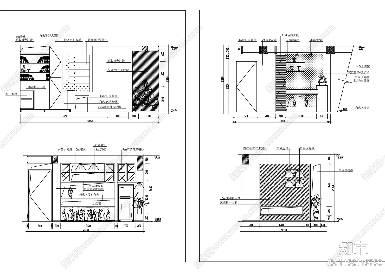 130套精选客厅空间背景墙cad施工图下载【ID:1152119750】