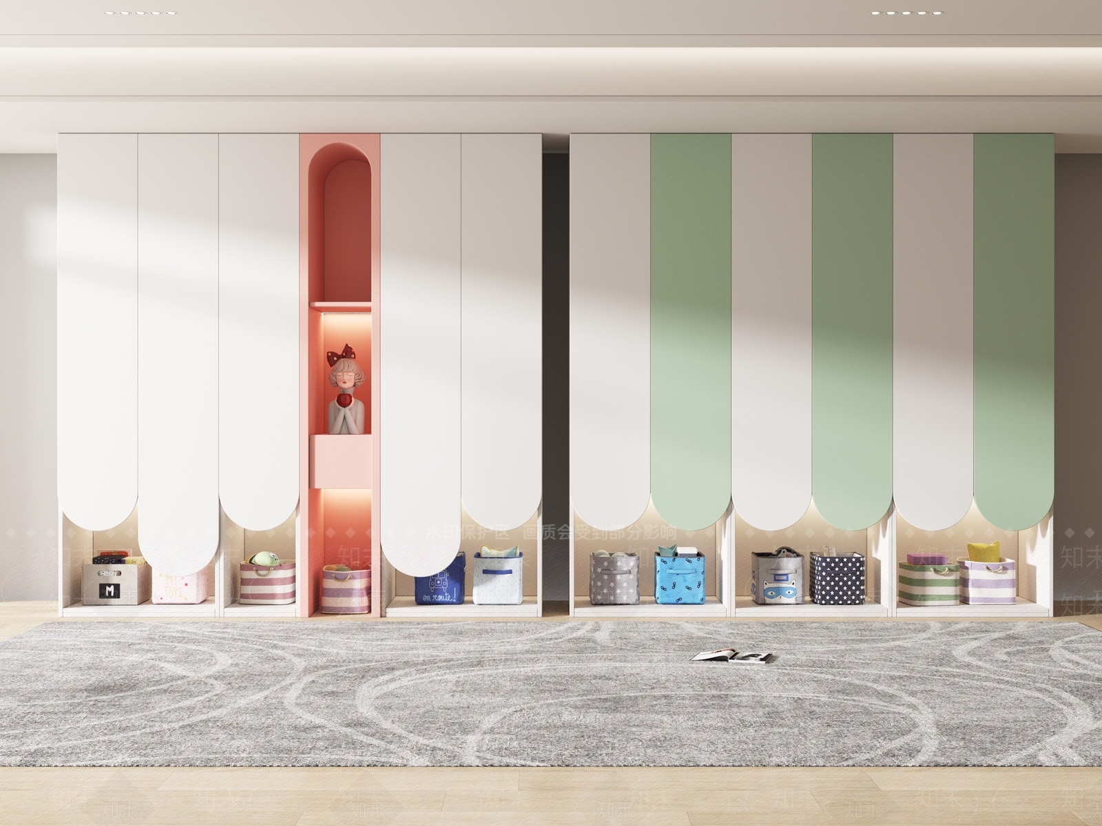 现代儿童房实木衣柜3D模型下载【ID:1152119926】