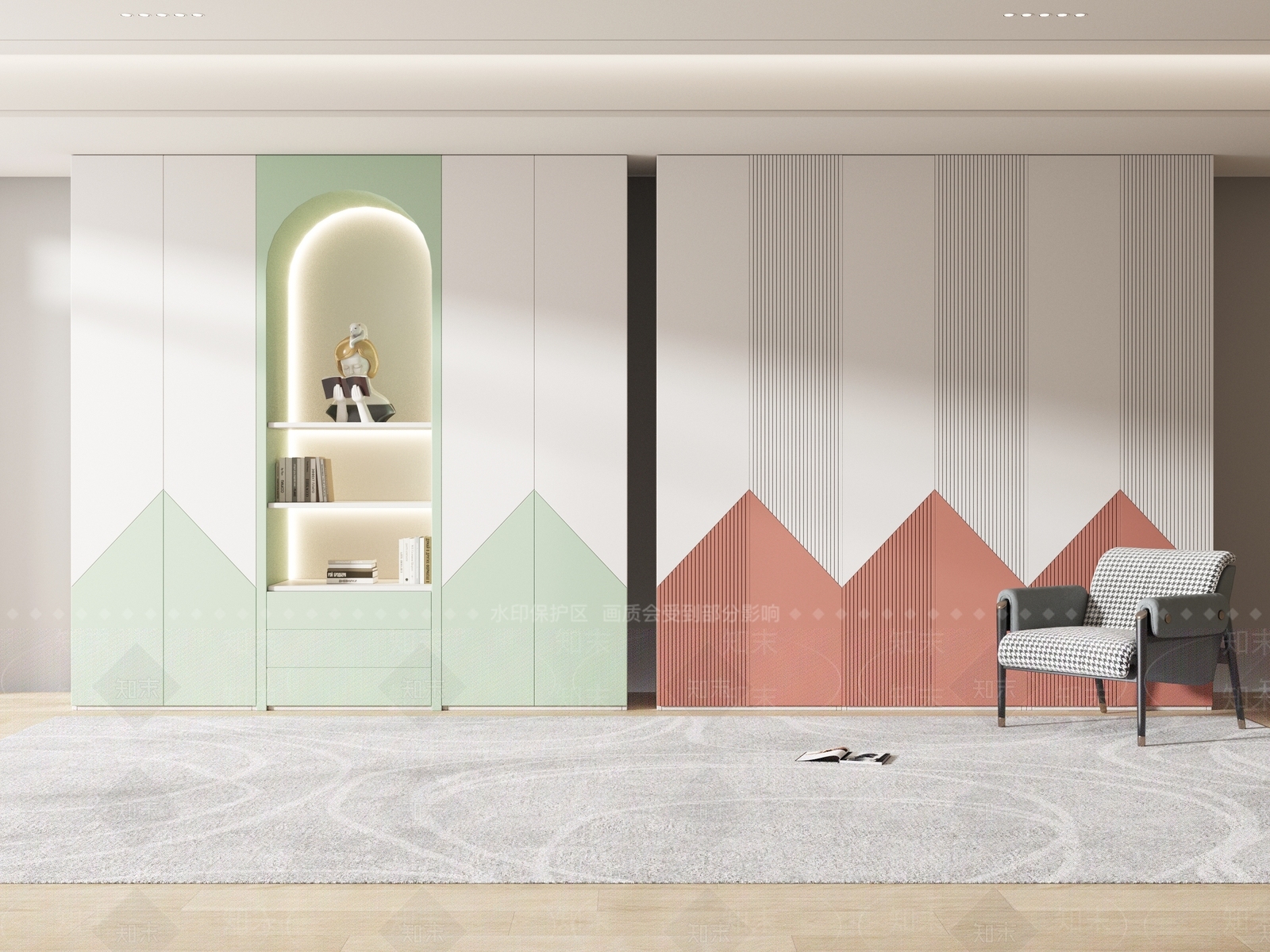 现代儿童房实木衣柜3D模型下载【ID:1152120023】