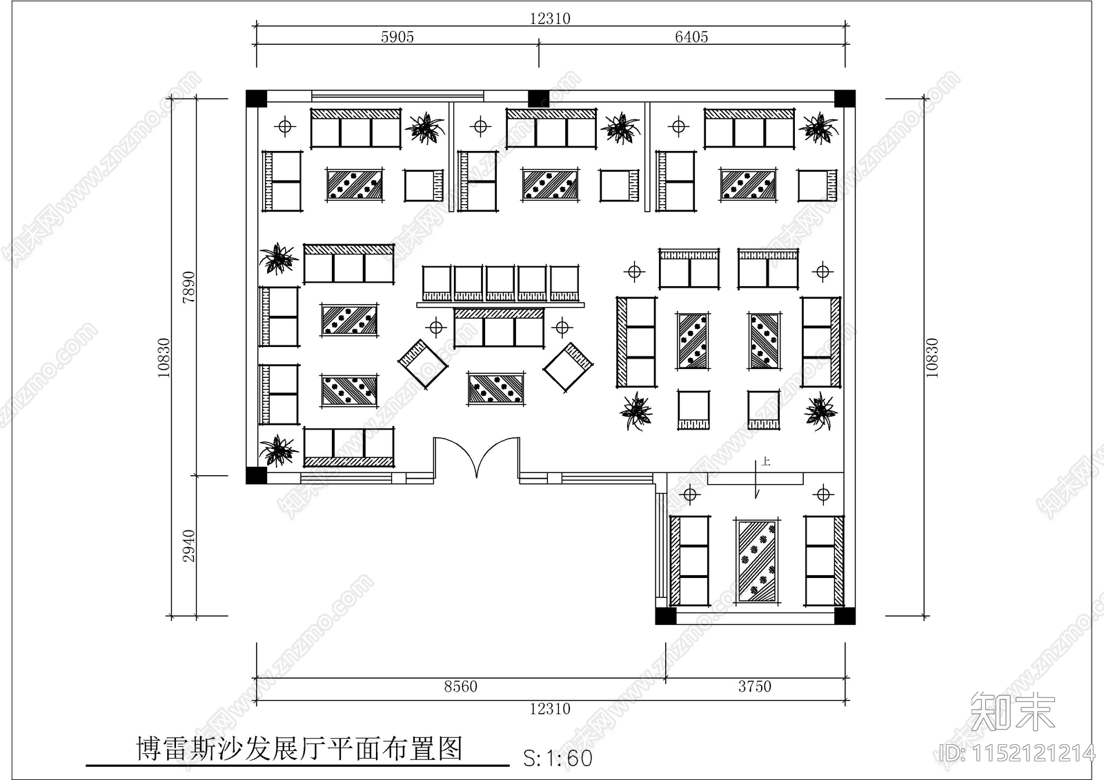 家居城家居展厅装修图cad施工图下载【ID:1152121214】