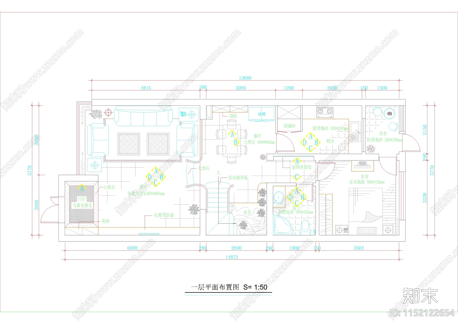 独立三层别墅自建房空间平面装修图cad施工图下载【ID:1152122654】