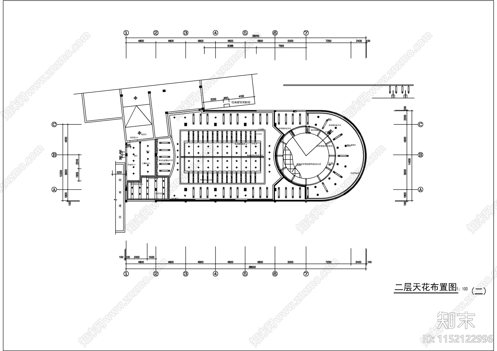 商业银行总行室内cad施工图下载【ID:1152122996】