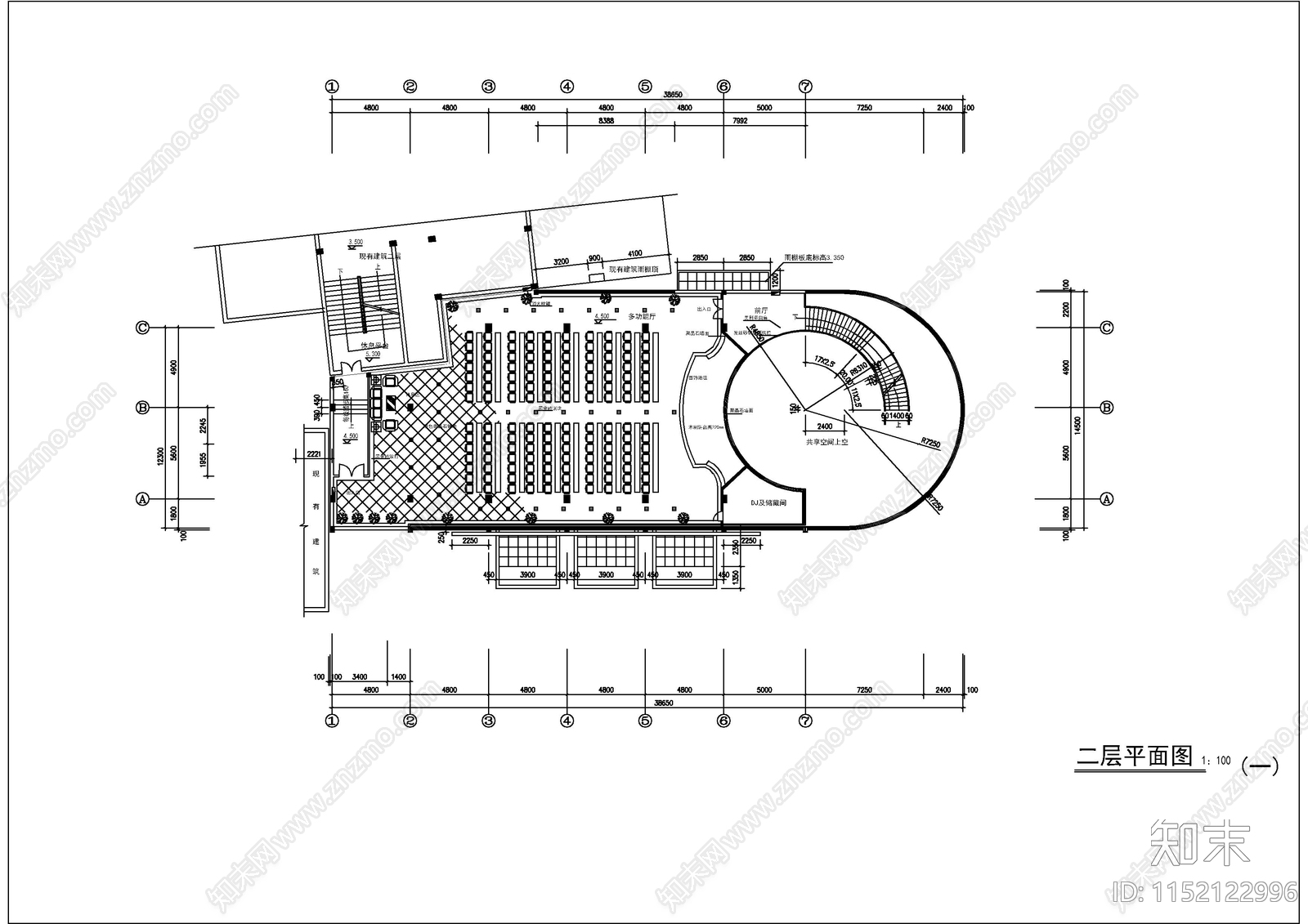 商业银行总行室内cad施工图下载【ID:1152122996】