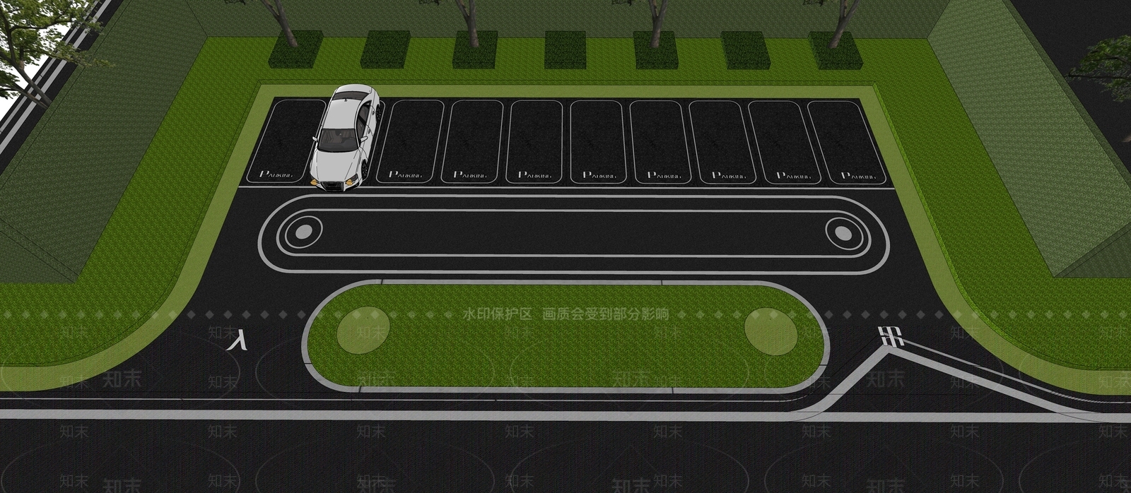 现代示范区停车场SU模型下载【ID:1152123553】