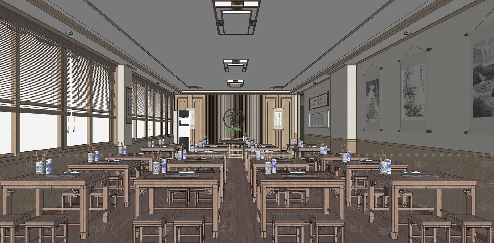 新中式书法SU模型下载【ID:1152123467】
