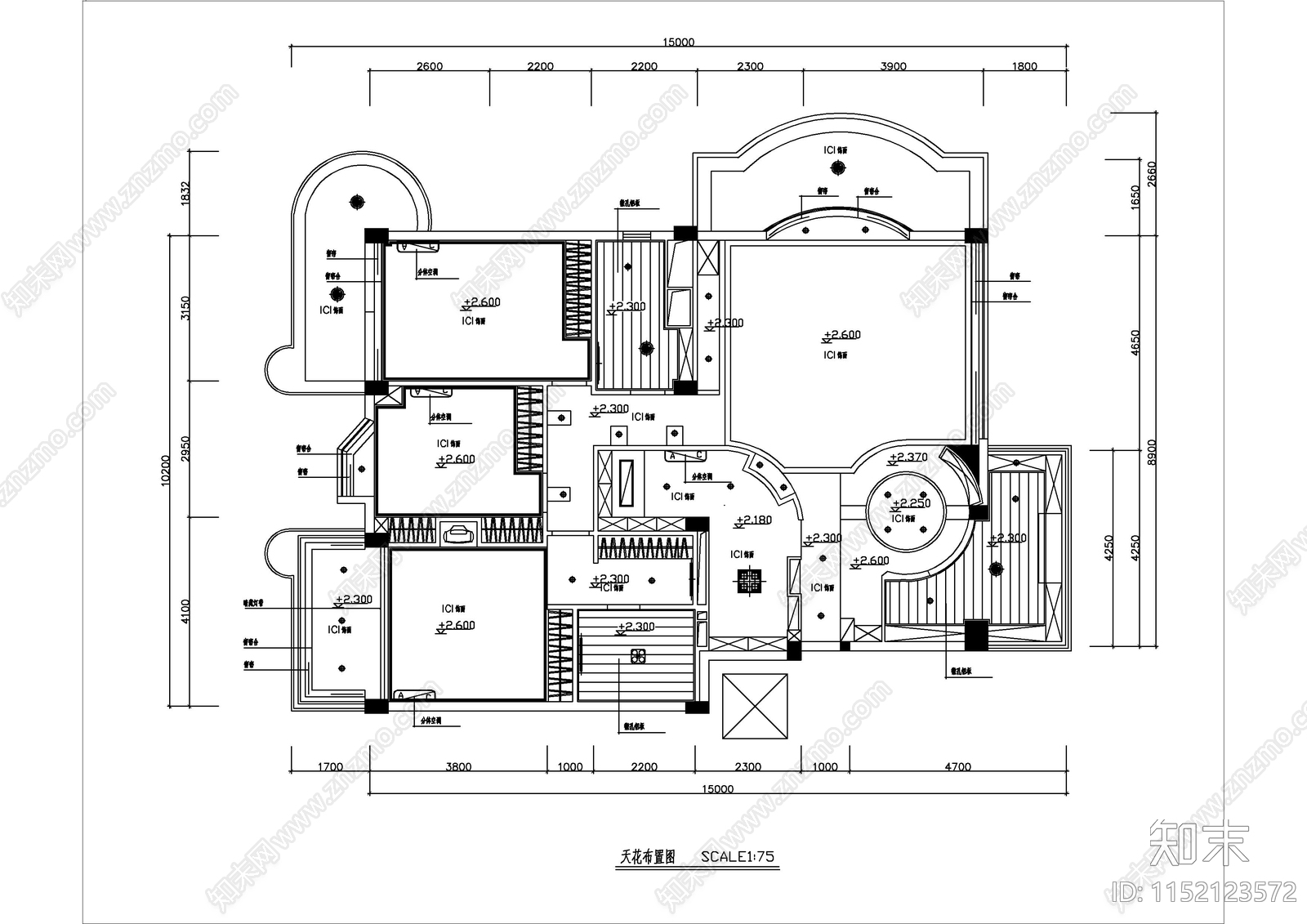 精选样板间住宅室内cad施工图下载【ID:1152123572】