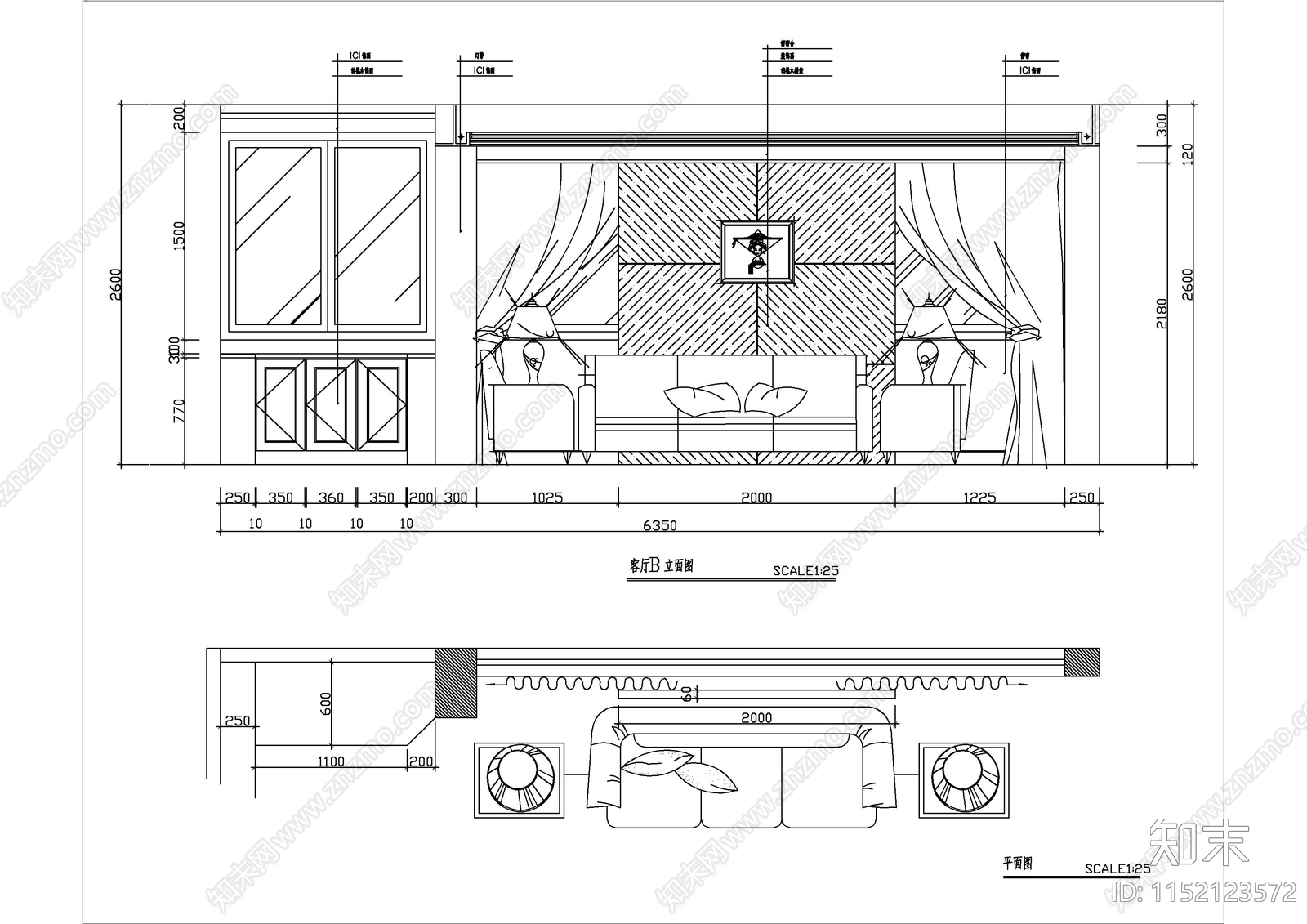 精选样板间住宅室内cad施工图下载【ID:1152123572】