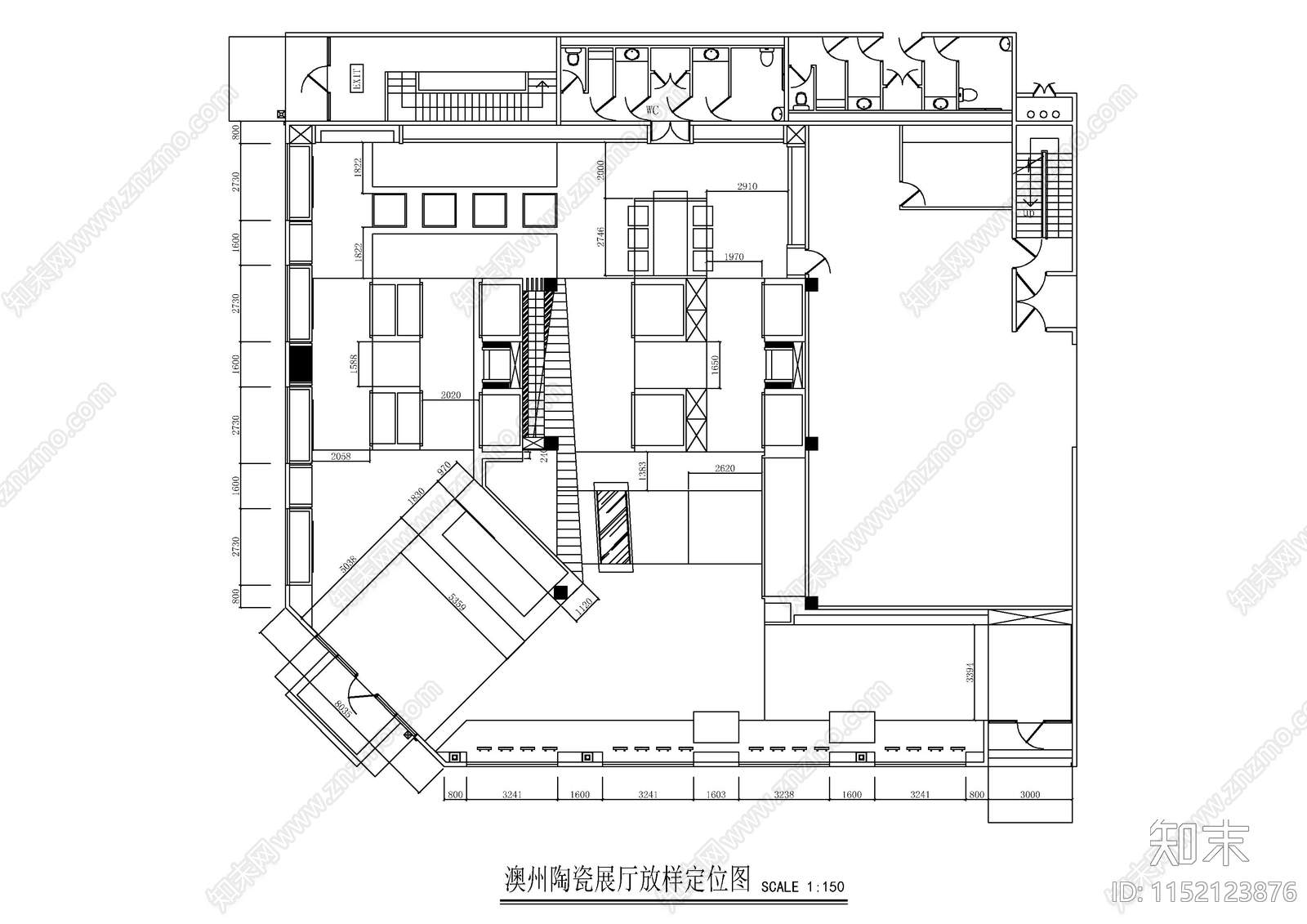 某商场陶瓷展厅室内cad施工图下载【ID:1152123876】