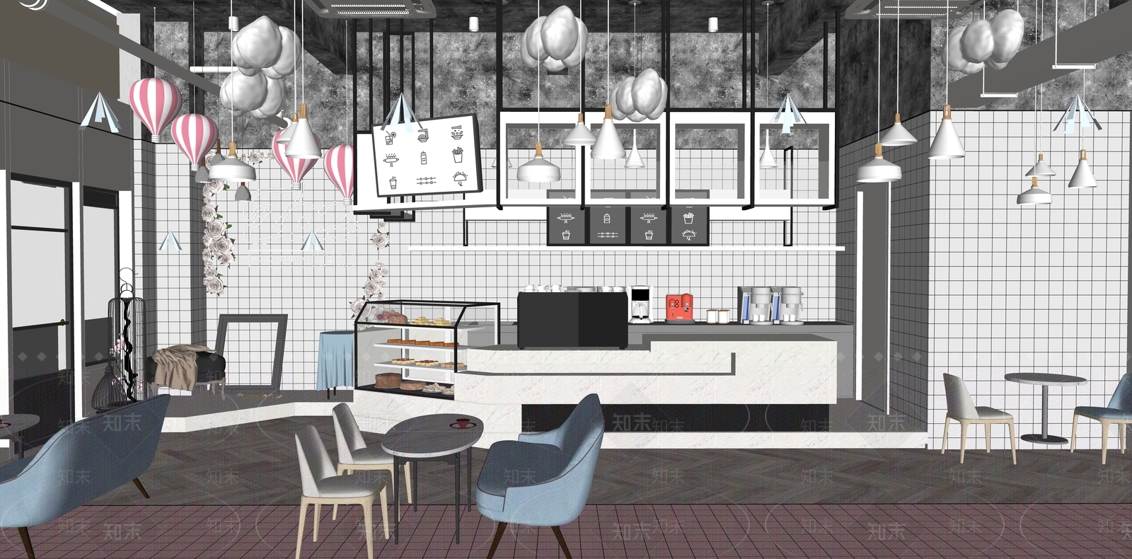 现代奶茶店SU模型下载【ID:1152125097】