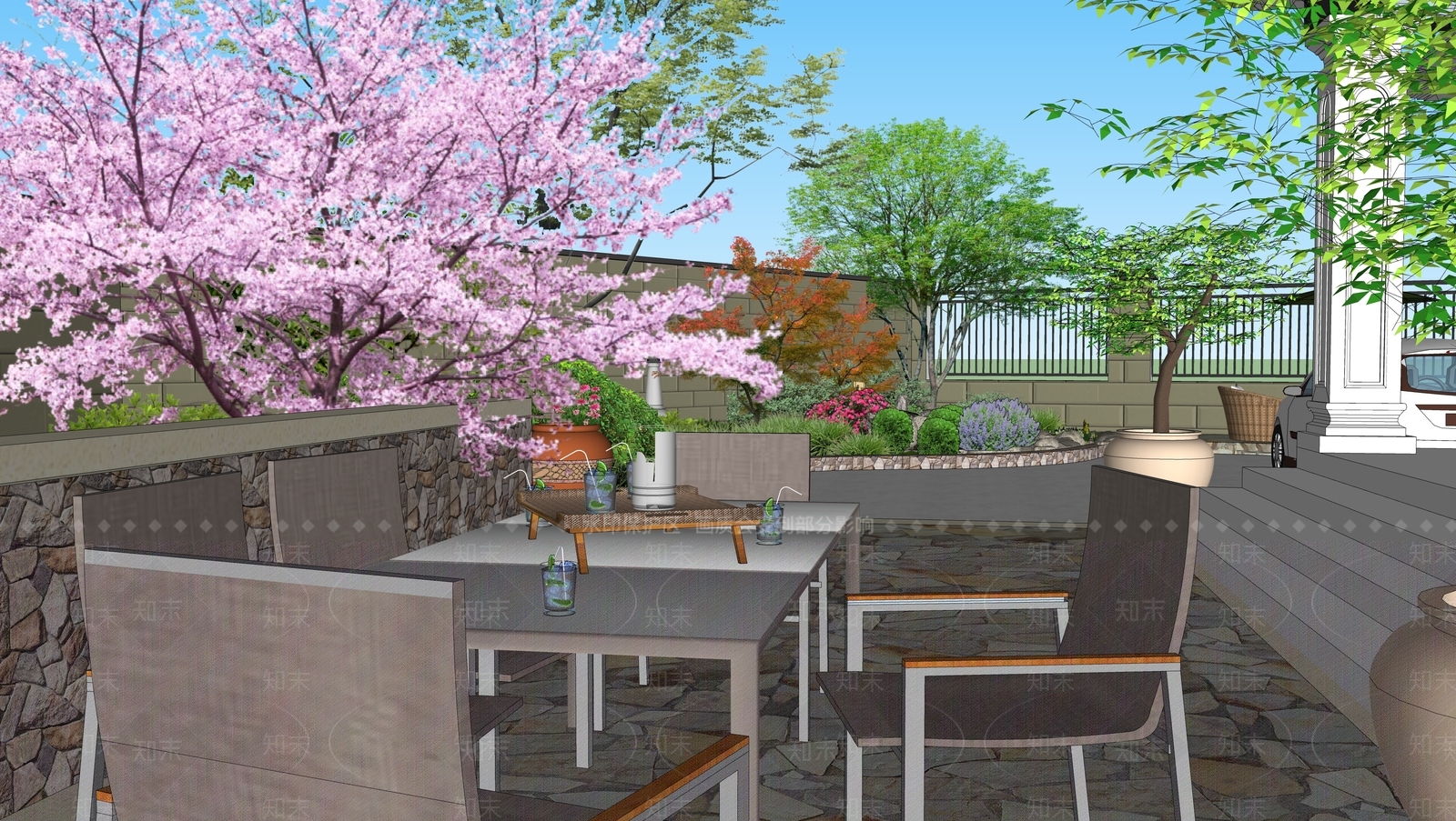 现代乡村庭院SU模型下载【ID:1152126282】