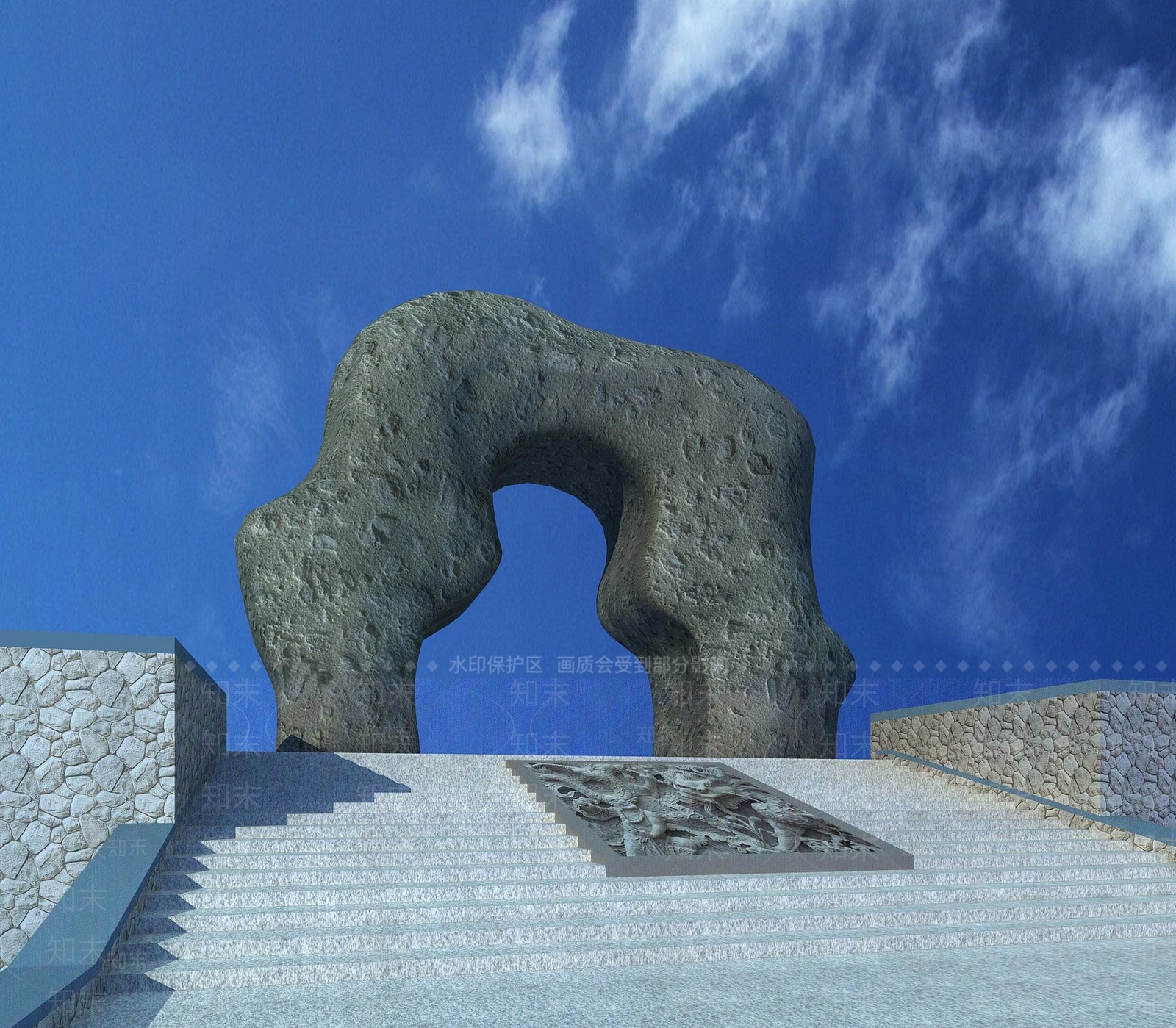 现代石头入口大门3D模型下载【ID:1152137678】