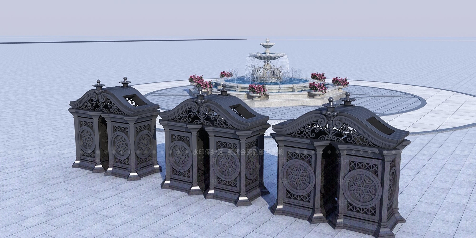 铁艺垃圾箱3D模型下载【ID:1152137828】