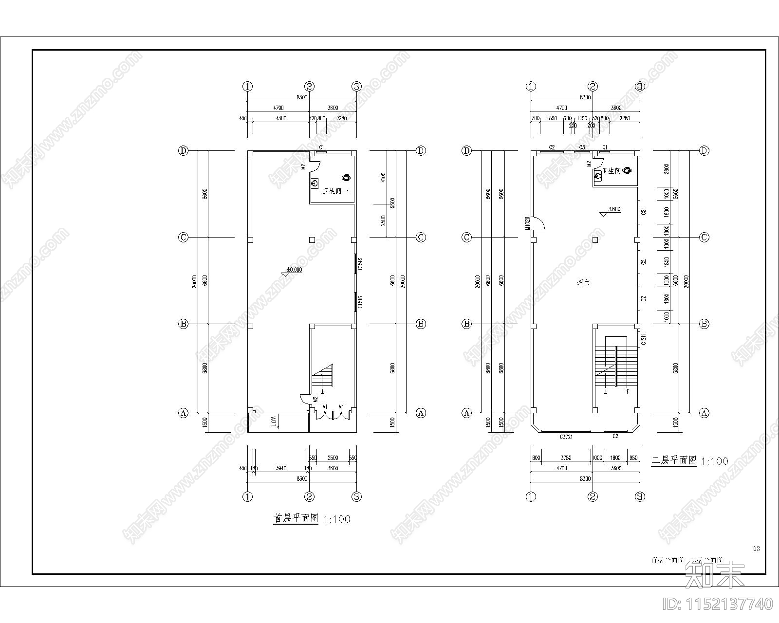 三层综合楼建设cad施工图下载【ID:1152137740】