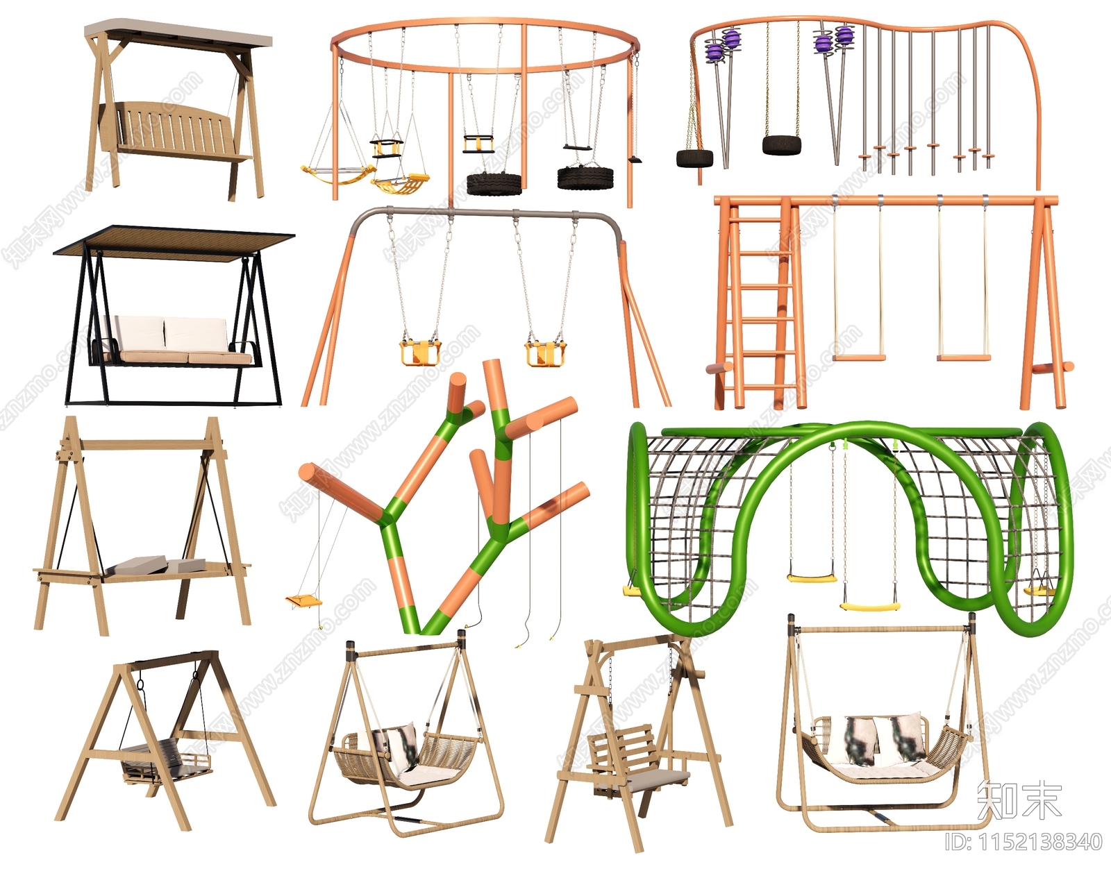 现代秋千组合SU模型下载【ID:1152138340】