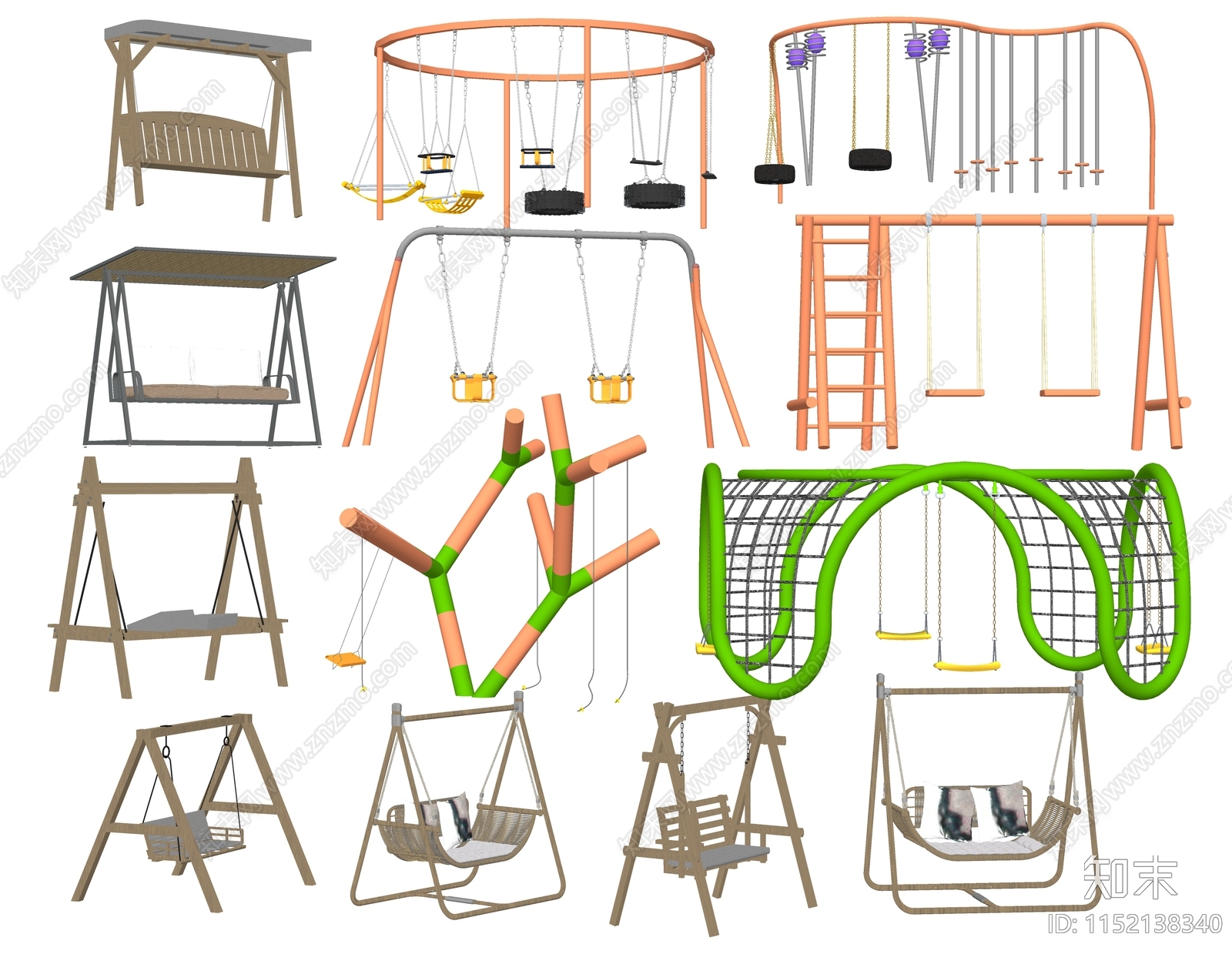 现代秋千组合SU模型下载【ID:1152138340】