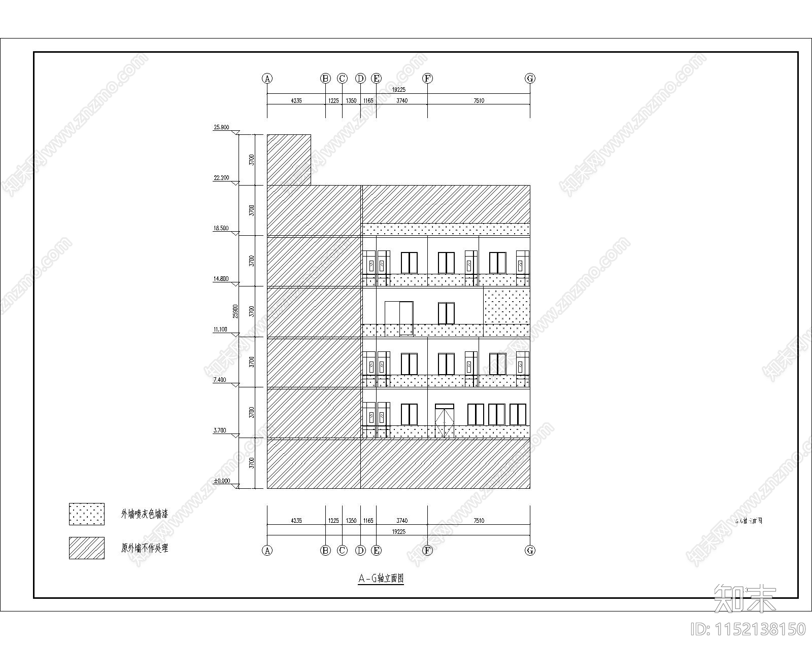 6层执法局建筑修缮cad施工图下载【ID:1152138150】