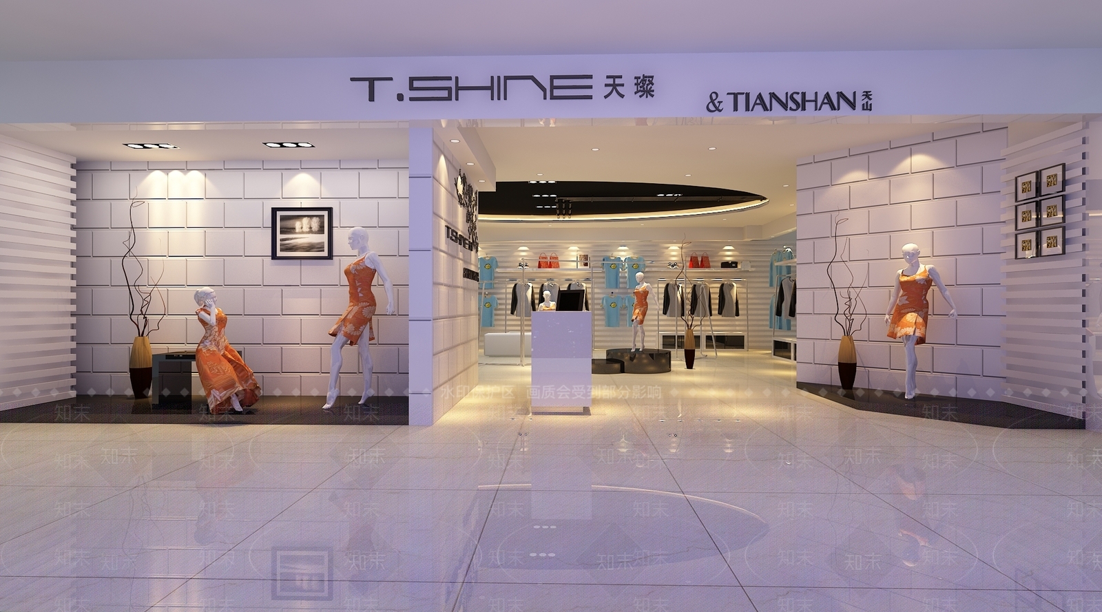现代女士服装店3D模型下载【ID:1152138377】