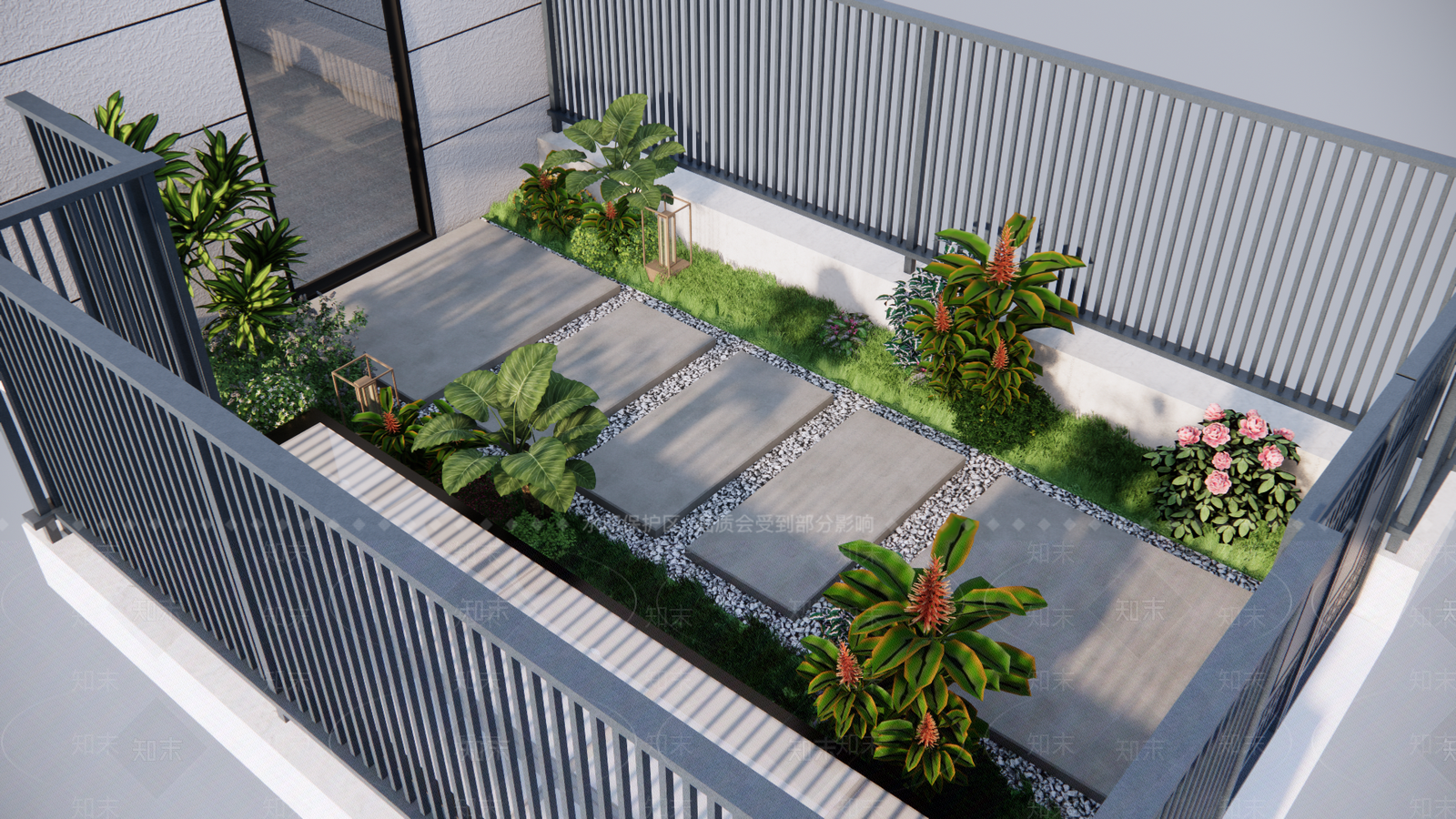 现代入户庭院花园SU模型下载【ID:1152140635】