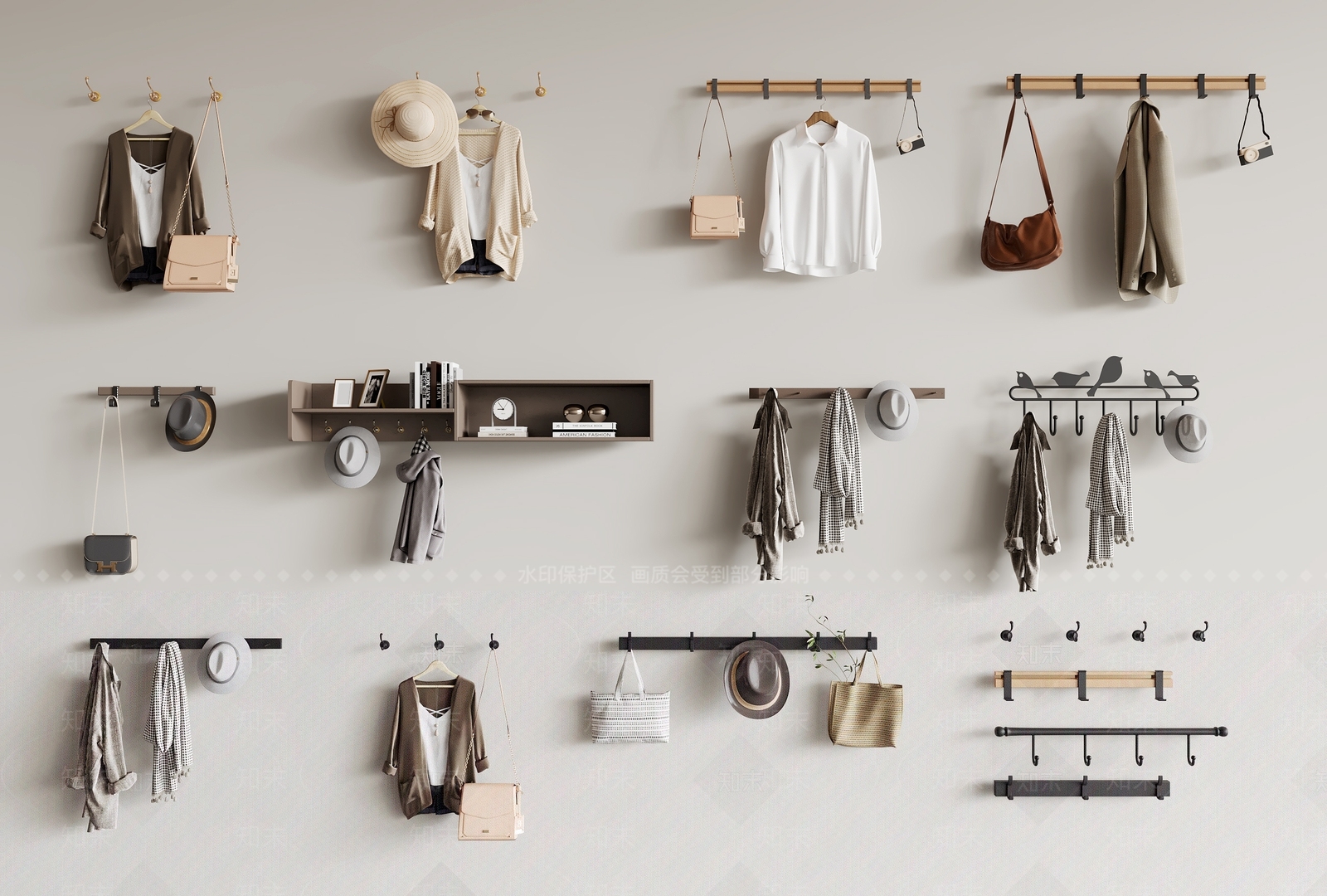 现代挂衣钩SU模型下载【ID:1152141307】