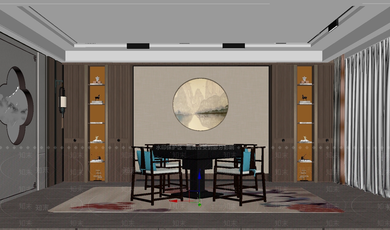 新中式棋牌室SU模型下载【ID:1152142342】