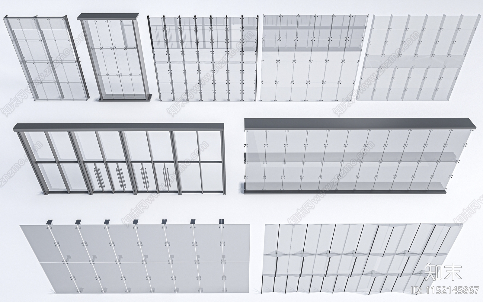 现代玻璃幕墙3D模型下载【ID:1152145867】