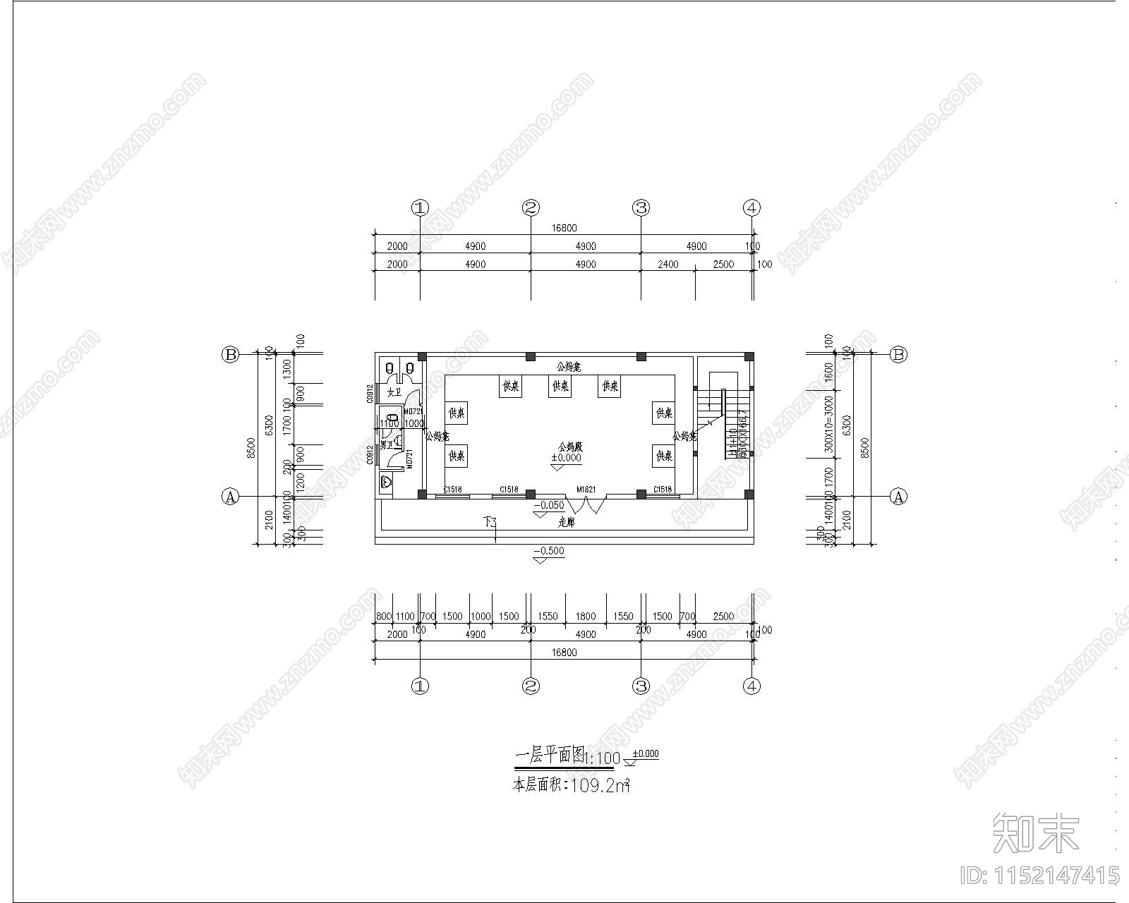 闽南城隍庙公妈殿建筑cad施工图下载【ID:1152147415】