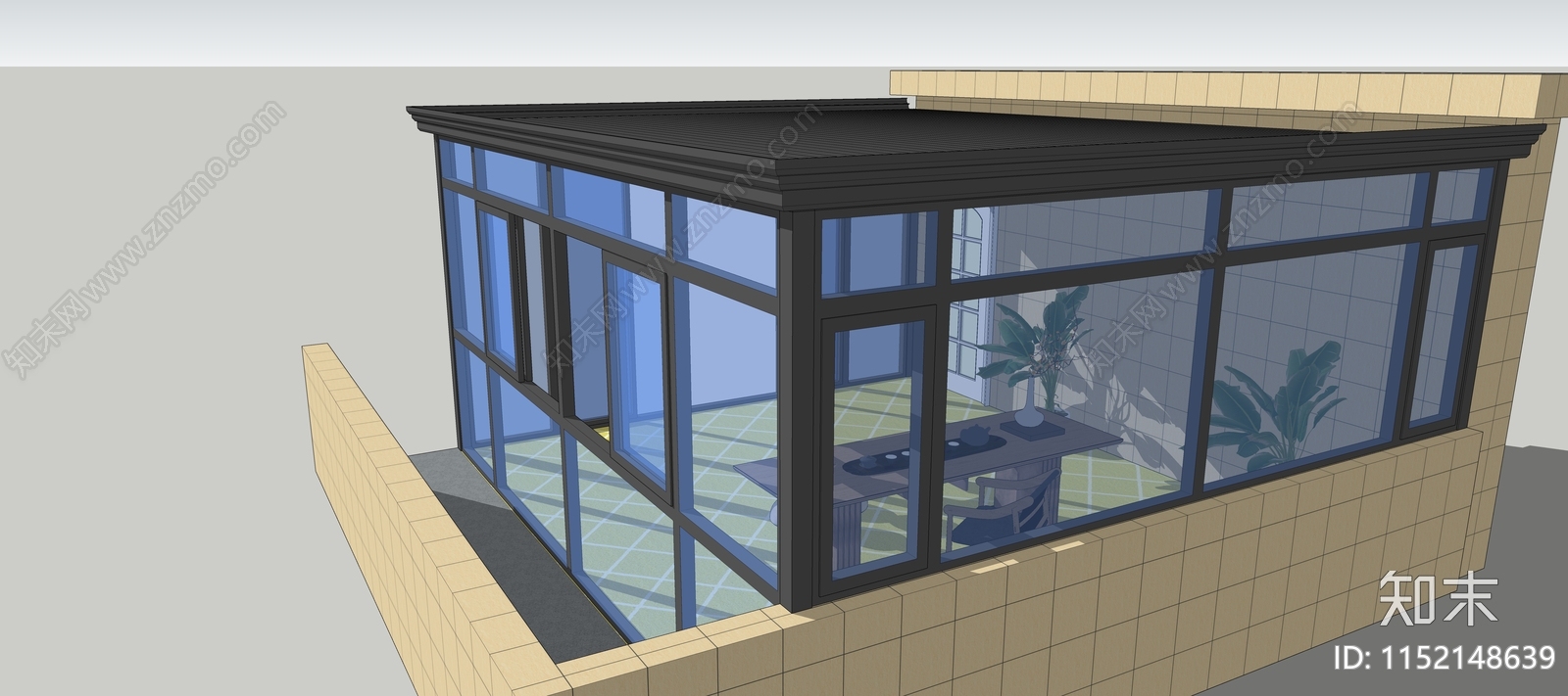现代露台阳光房SU模型下载【ID:1152148639】