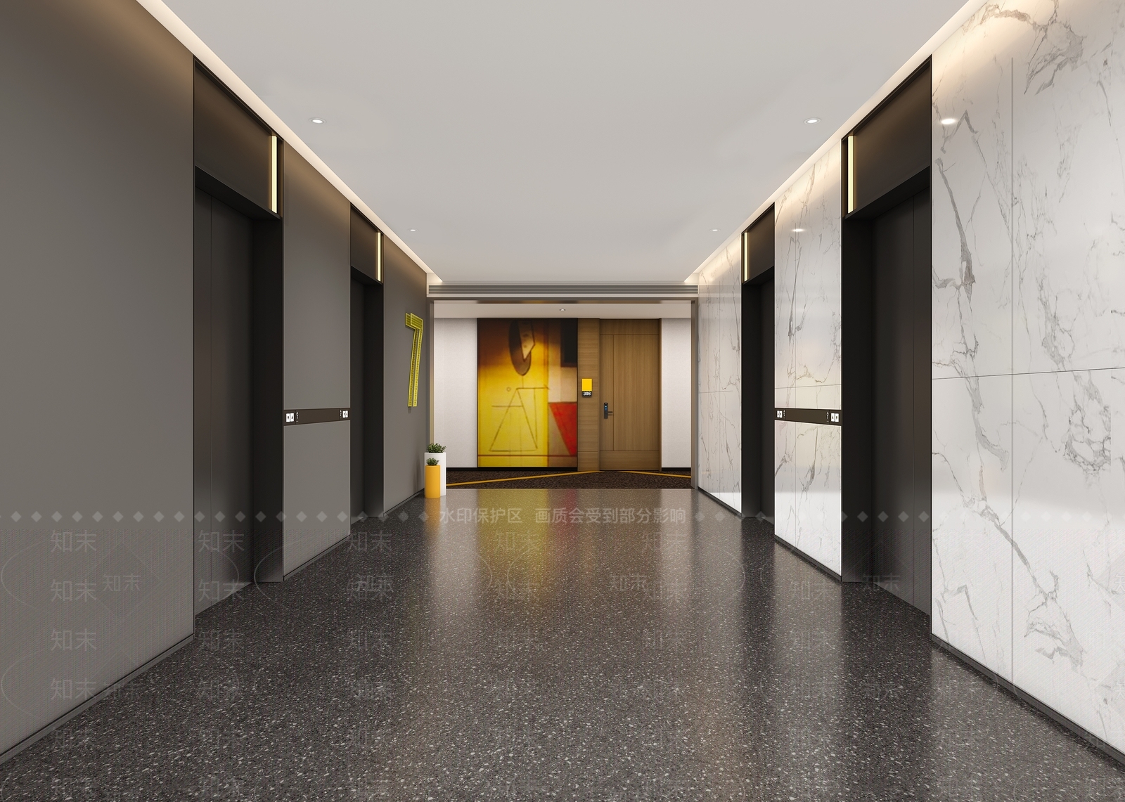 现代电梯厅3D模型下载【ID:1152151235】