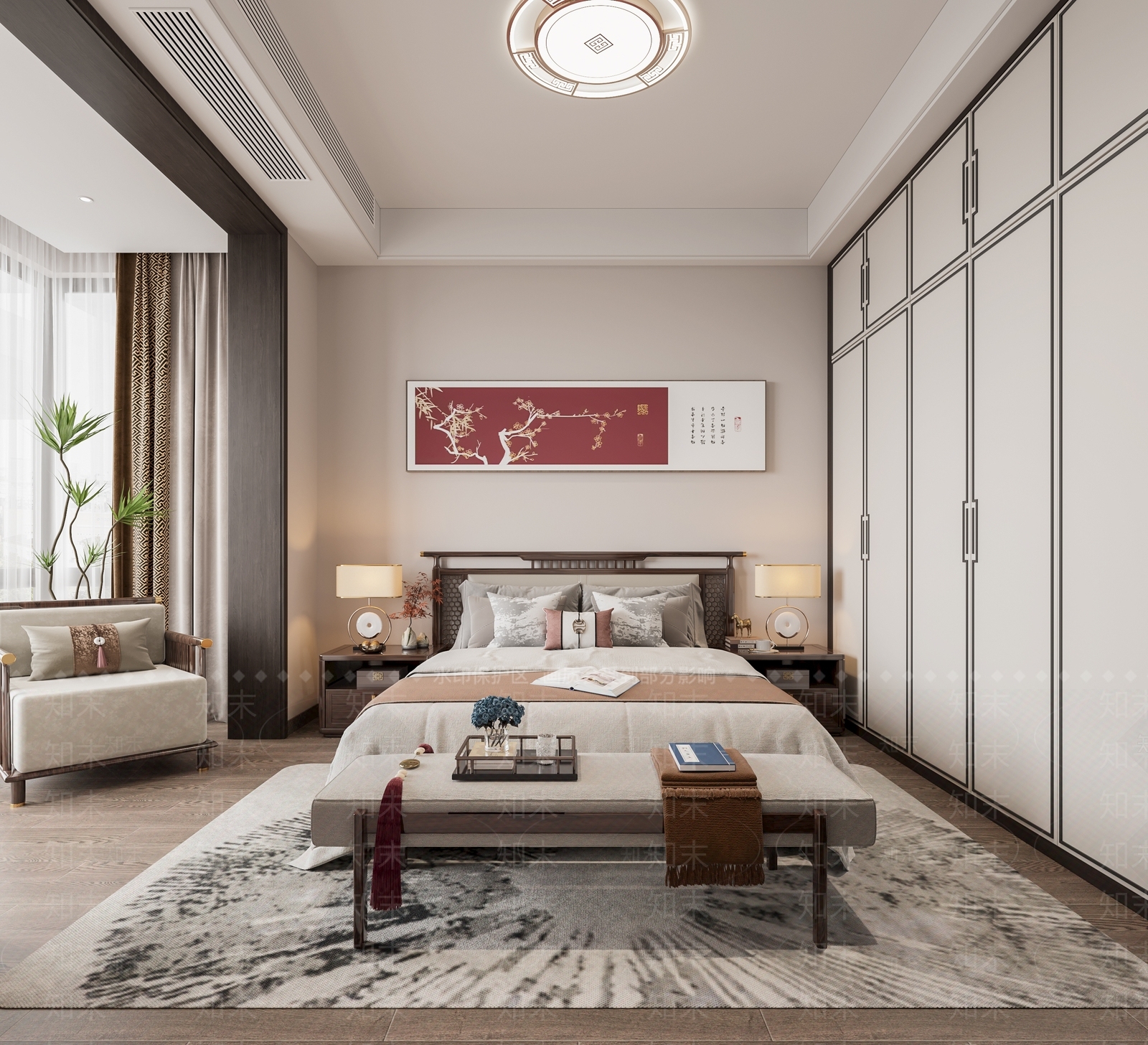 新中式卧室3D模型下载【ID:1152150756】