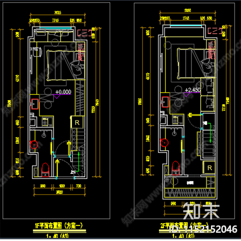 双钥匙住宅类公寓平面cad施工图下载【ID:1152152046】