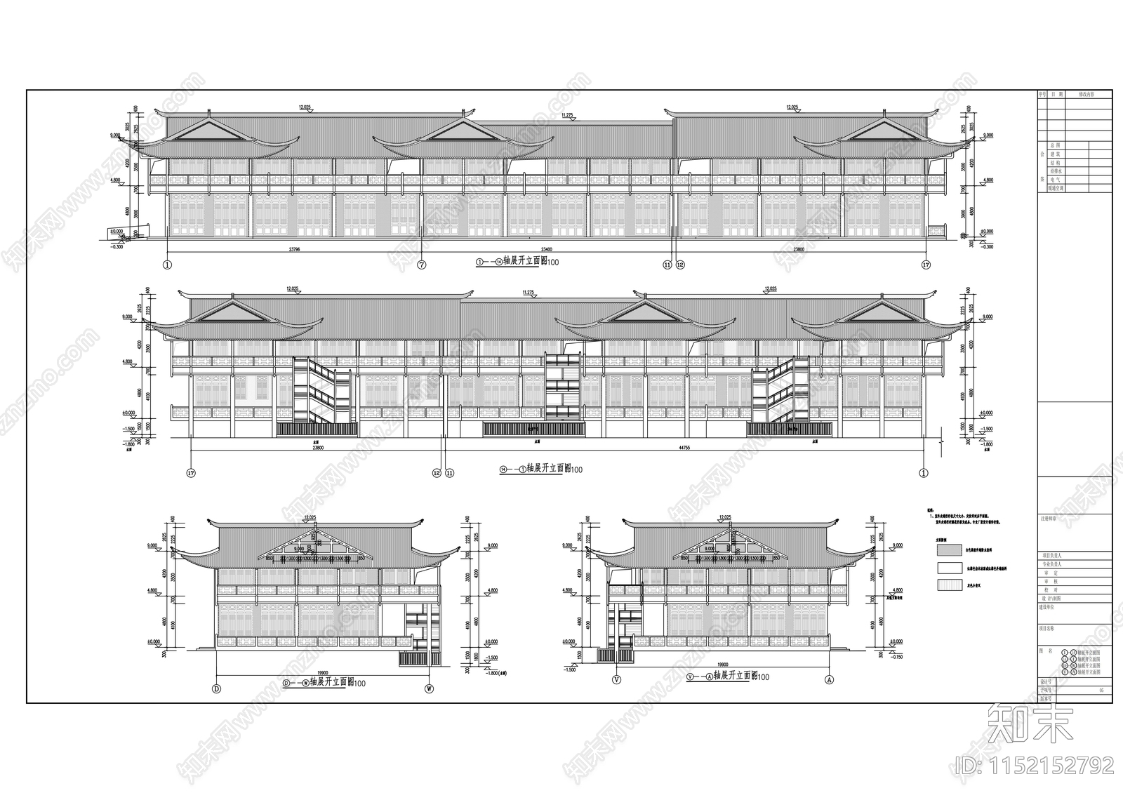 新中式风格商业综合楼建筑cad施工图下载【ID:1152152792】